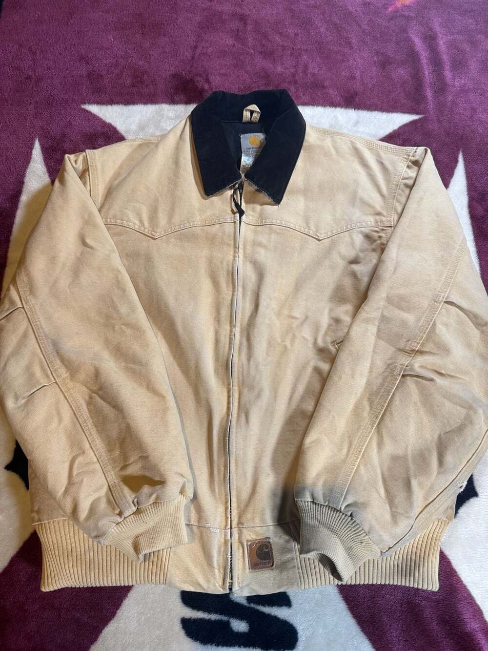 Carhartt J14 Santa Fe Quilt Lined Jacket Size Large Beige Workwear